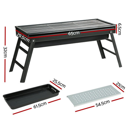 Charcoal BBQ Grill Smoker Portable Barbecue Outdoor Foldable Camping Kings Warehouse 