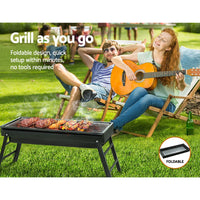 Charcoal BBQ Grill Smoker Portable Barbecue Outdoor Foldable Camping Kings Warehouse 
