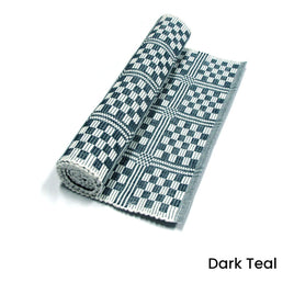 Checkered Cotton Ribbed Table Runner 33 x 150 cm Dark Teal Home & Garden Kings Warehouse 