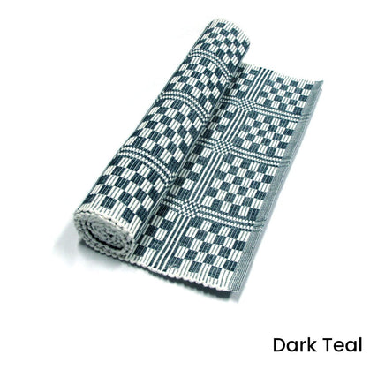 Checkered Cotton Ribbed Table Runner 33 x 150 cm Dark Teal Home & Garden Kings Warehouse 