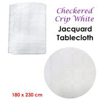 Checkered Crisp White Luxury Jacquard Tablecloth 180 x 230 cm Home & Garden Kings Warehouse 