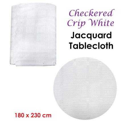 Checkered Crisp White Luxury Jacquard Tablecloth 180 x 230 cm Home & Garden Kings Warehouse 