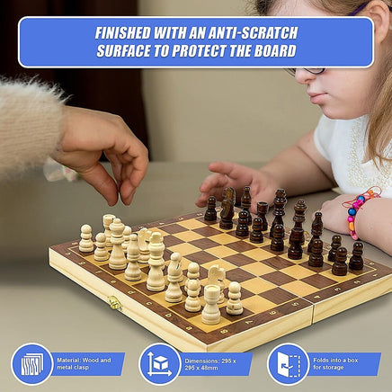 Chess Board Games Folding Large Chess Wooden Chessboard Set Wood Toy Gift Gift & Novelty Kings Warehouse 