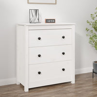 Chested Drawers White 70x35x80 cm Solid Wood Pine