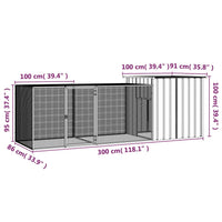 Chicken Cage Anthracite 300x91x100 cm Galvanised Steel Kings Warehouse 