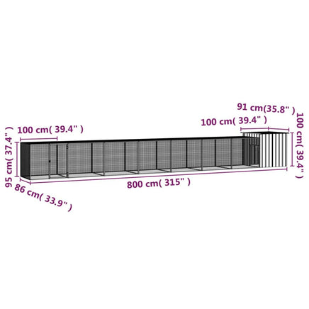 Chicken Cage Anthracite 800x91x100 cm Galvanised Steel Kings Warehouse 