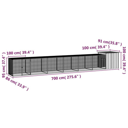 Chicken Cage Grey 700x91x100 cm Galvanised Steel Kings Warehouse 