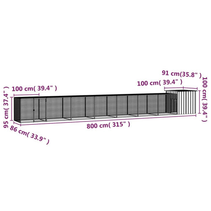 Chicken Cage Grey 800x91x100 cm Galvanised Steel Kings Warehouse 