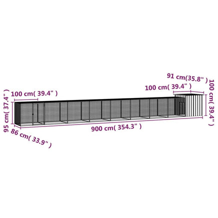 Chicken Cage Grey 900x91x100 cm Galvanised Steel Kings Warehouse 