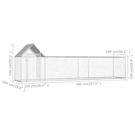 Chicken Coop 5x1x1.5 m Galvanised Steel Kings Warehouse 