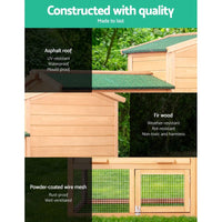 Chicken Coop Rabbit Hutch 138cm x 44cm x 85cm Large Chicken Coop House Run Cage Wooden Outdoor Pet Care Kings Warehouse 