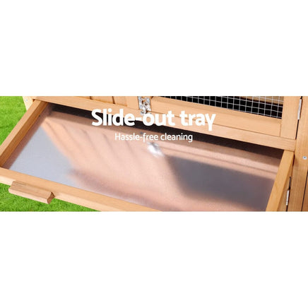 Chicken Coop Rabbit Hutch 138cm x 44cm x 85cm Large Chicken Coop House Run Cage Wooden Outdoor Pet Care Kings Warehouse 