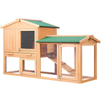 Chicken Coop Rabbit Hutch 138cm x 44cm x 85cm Large Chicken Coop House Run Cage Wooden Outdoor Pet Care Kings Warehouse 