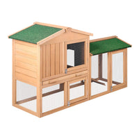 Chicken Coop Rabbit Hutch 138cm x 44cm x 85cm Large Chicken Coop House Run Cage Wooden Outdoor Pet Care Kings Warehouse 