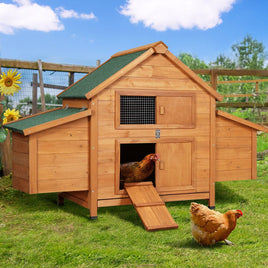 Chicken Coop Rabbit Hutch 150cm x 68cm x 96cm Large Chicken Coop House Run Cage Wooden Pet Care Kings Warehouse 