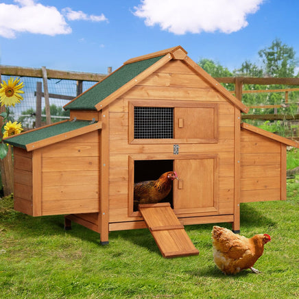 Chicken Coop Rabbit Hutch 150cm x 68cm x 96cm Large Chicken Coop House Run Cage Wooden Pet Care Kings Warehouse 