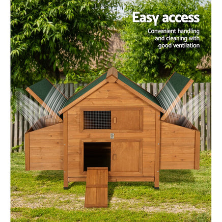 Chicken Coop Rabbit Hutch 150cm x 68cm x 96cm Large Chicken Coop House Run Cage Wooden Pet Care Kings Warehouse 