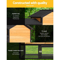 Chicken Coop Rabbit Hutch 165cm x 43cm x 86cm Chicken Coop Large Run House Cage Wooden Outdoor Pet Care Kings Warehouse 