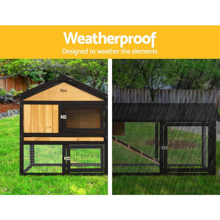 Chicken Coop Rabbit Hutch 165cm x 43cm x 86cm Chicken Coop Large Run House Cage Wooden Outdoor Pet Care Kings Warehouse 