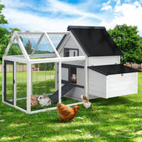 Chicken Coop Rabbit Hutch 166cm x 120cm x 112cm Large Chicken Coop House Run Cage Wooden Pet Care Kings Warehouse 