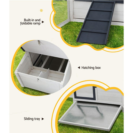 Chicken Coop Rabbit Hutch 166cm x 120cm x 112cm Large Chicken Coop House Run Cage Wooden Pet Care Kings Warehouse 