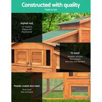 Chicken Coop Rabbit Hutch 169cm x 52cm x 72cm Large Chicken Coop Wooden House Run Cage Pet Care Kings Warehouse 