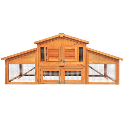 Chicken Coop Rabbit Hutch 169cm x 52cm x 72cm Large Chicken Coop Wooden House Run Cage Pet Care Kings Warehouse 