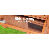 Chicken Coop Rabbit Hutch 220cm x 44cm x 84cm Large Chicken Coop Run Wooden Outdoor Cage House Pet Care Kings Warehouse 