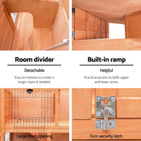Chicken Coop Rabbit Hutch 88cm x 40cm x 76cm Large Chicken Coop House Run Wooden Cage Outdoor Pet Care Kings Warehouse 