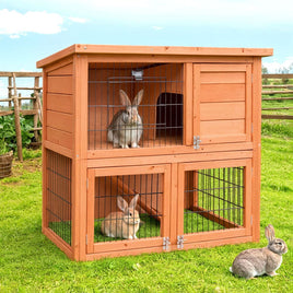 Chicken Coop Rabbit Hutch 88cm x 40cm x 76cm Large Chicken Coop House Run Wooden Cage Outdoor Pet Care Kings Warehouse 
