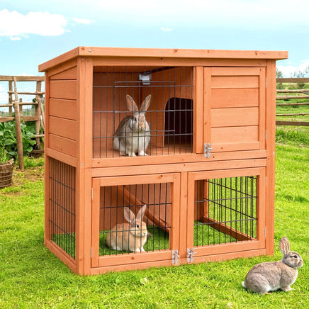 Chicken Coop Rabbit Hutch 88cm x 40cm x 76cm Large Chicken Coop House Run Wooden Cage Outdoor Pet Care Kings Warehouse 