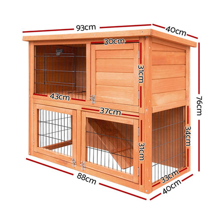 Chicken Coop Rabbit Hutch 88cm x 40cm x 76cm Large Chicken Coop House Run Wooden Cage Outdoor Pet Care Kings Warehouse 