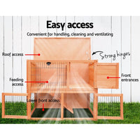 Chicken Coop Rabbit Hutch 88cm x 40cm x 76cm Large Chicken Coop House Run Wooden Cage Outdoor Pet Care Kings Warehouse 