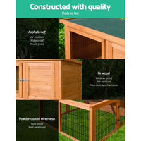 Chicken Coop Rabbit Hutch 96cm x 96cm x 100cm Large Chicken Coop Run Wooden Cage Outdoor House Pet Care Kings Warehouse 
