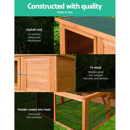 Chicken Coop Rabbit Hutch 96cm x 96cm x 100cm Large Chicken Coop Run Wooden Cage Outdoor House Pet Care Kings Warehouse 