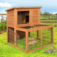 Chicken Coop Rabbit Hutch 96cm x 96cm x 100cm Large Chicken Coop Run Wooden Cage Outdoor House Pet Care Kings Warehouse 