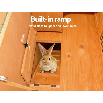 Chicken Coop Rabbit Hutch 96cm x 96cm x 100cm Large Chicken Coop Run Wooden Cage Outdoor House Pet Care Kings Warehouse 