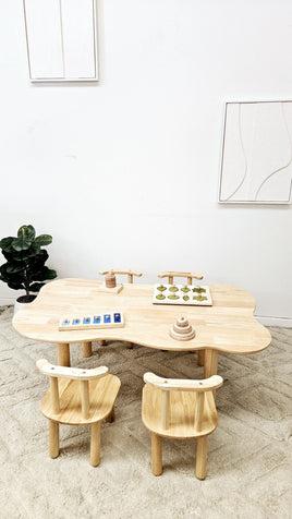Child hardwood cloud table with 4 chairs Baby & Kids Kings Warehouse 