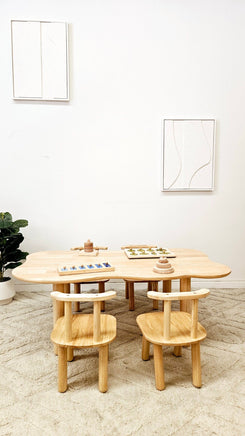 Child hardwood cloud table with 4 chairs Baby & Kids Kings Warehouse 