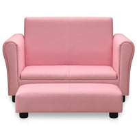 Children Sofa with Stool Pink Faux Leather Kings Warehouse 