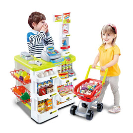 Children's Home Supermarket w/ Toy Cash Register, Trolly, Fruit & More Baby & Kids Kings Warehouse 