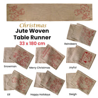 Christmas Jute Woven Taupe Table Runner 33 x 180cm Elf Home & Garden Kings Warehouse 