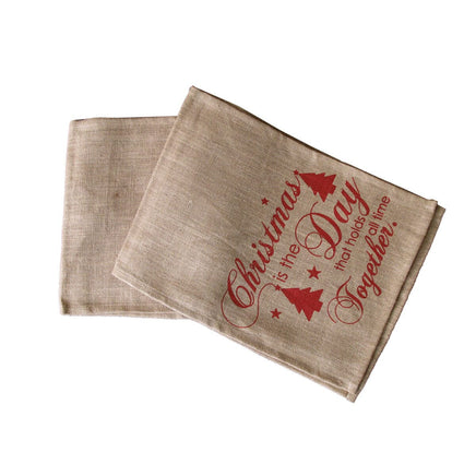 Christmas Jute Woven Taupe Table Runner 33 x 180cm Joyful Home & Garden Kings Warehouse 
