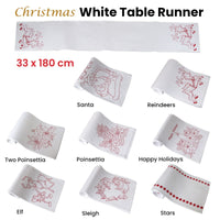 Christmas Print White Table Runner 33 x 180cm Happy Holidays Home & Garden Kings Warehouse 
