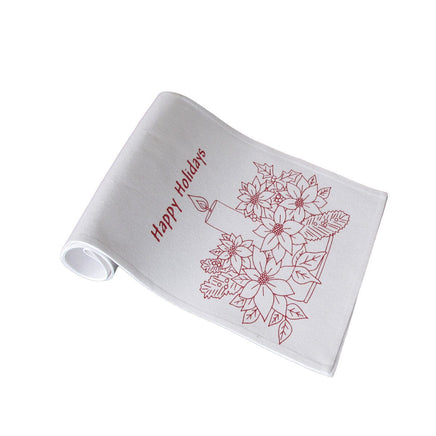 Christmas Print White Table Runner 33 x 180cm Happy Holidays Home & Garden Kings Warehouse 