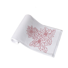 Christmas Print White Table Runner 33 x 180cm Poinsettia Home & Garden Kings Warehouse 