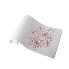 Christmas Print White Table Runner 33 x 180cm Two Poinsettia Home & Garden Kings Warehouse 