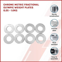 Chrome Metric Fractional Olympic Weight Plates 0.25 - 1.0kg Kings Warehouse 