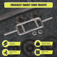Chrome Tricep Bar Barbell Heavy Duty with Spinlock Collars Sports & Fitness Kings Warehouse 