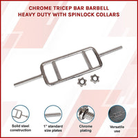 Chrome Tricep Bar Barbell Heavy Duty with Spinlock Collars Sports & Fitness Kings Warehouse 